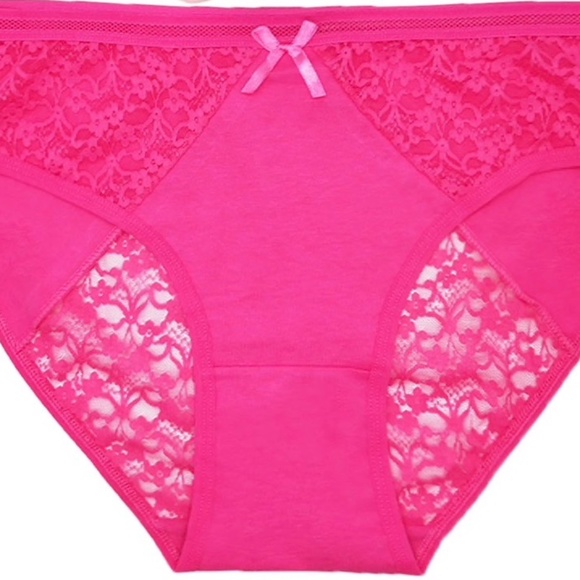 HOT PINK Lace Pantie. High Waist XL Cotton Pantie - Picture 2 of 4
